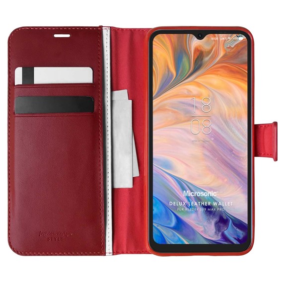 Microsonic Reeder S19 Max Pro Kılıf Delux Leather Wallet Kırmızı 1