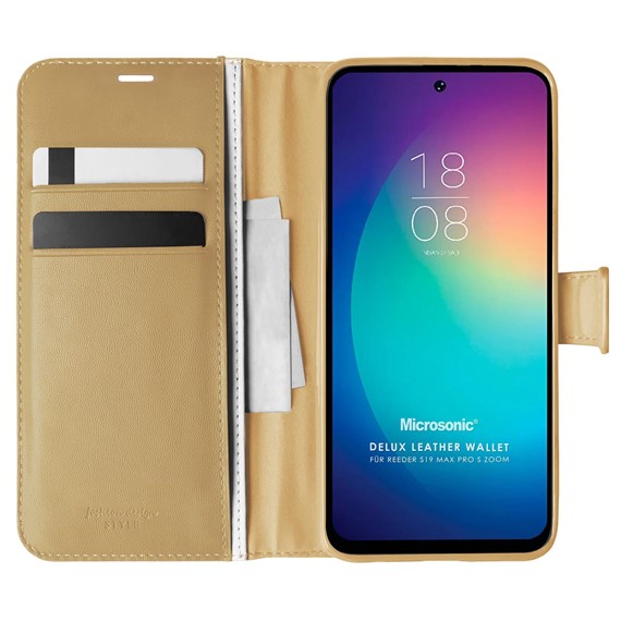 Microsonic Reeder S19 Max Pro S Zoom Kılıf Delux Leather Wallet Gold 1