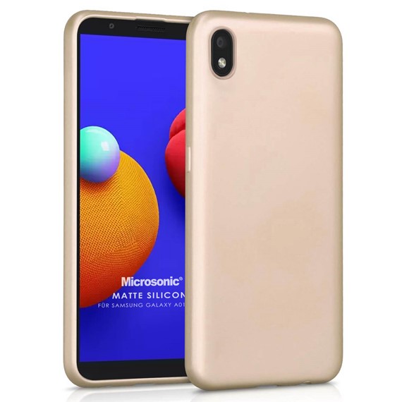 Microsonic Matte Silicone Samsung Galaxy A01 Core Kılıf Gold 1