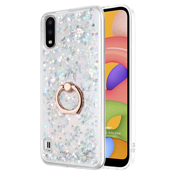 Microsonic Samsung Galaxy A01 Kılıf Glitter Liquid Holder Gümüş 1