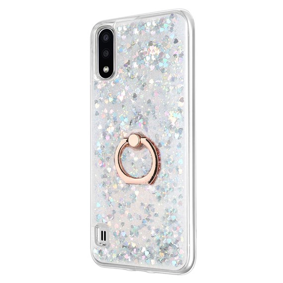 Microsonic Samsung Galaxy A01 Kılıf Glitter Liquid Holder Gümüş 2