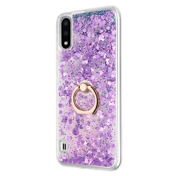 Microsonic Samsung Galaxy A01 Kılıf Glitter Liquid Holder Mor 2