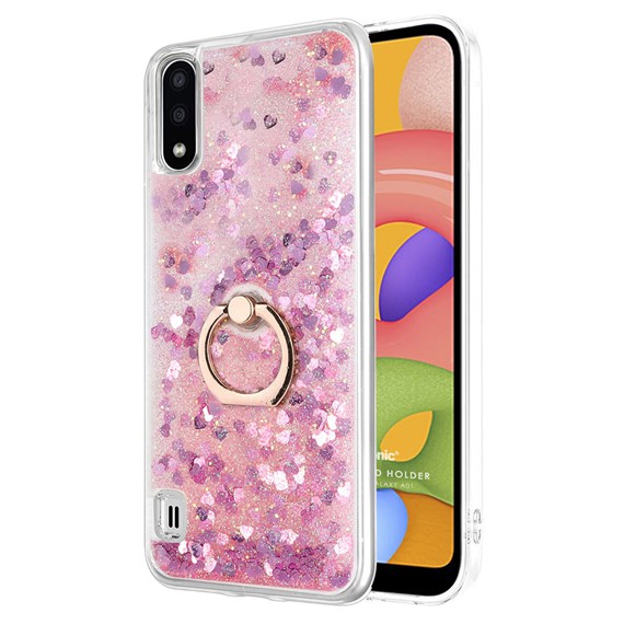 Microsonic Samsung Galaxy A01 Kılıf Glitter Liquid Holder Pembe 1