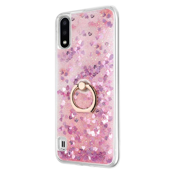 Microsonic Samsung Galaxy A01 Kılıf Glitter Liquid Holder Pembe 2