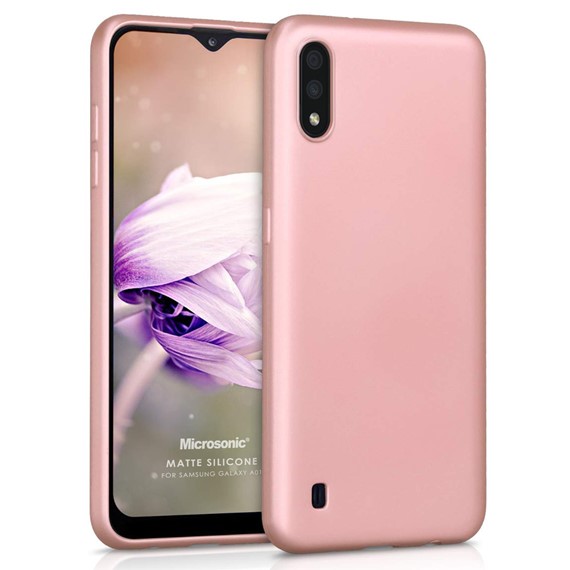 Microsonic Matte Silicone Samsung Galaxy A01 Kılıf Rose Gold 1