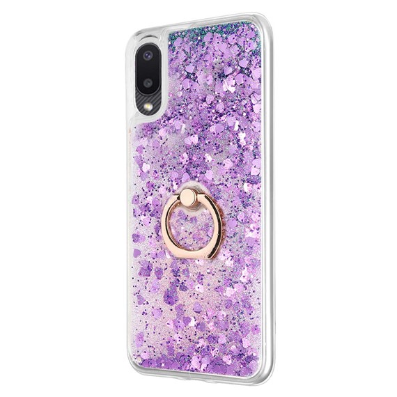 Microsonic Samsung Galaxy A02s Kılıf Glitter Liquid Holder Mor 2