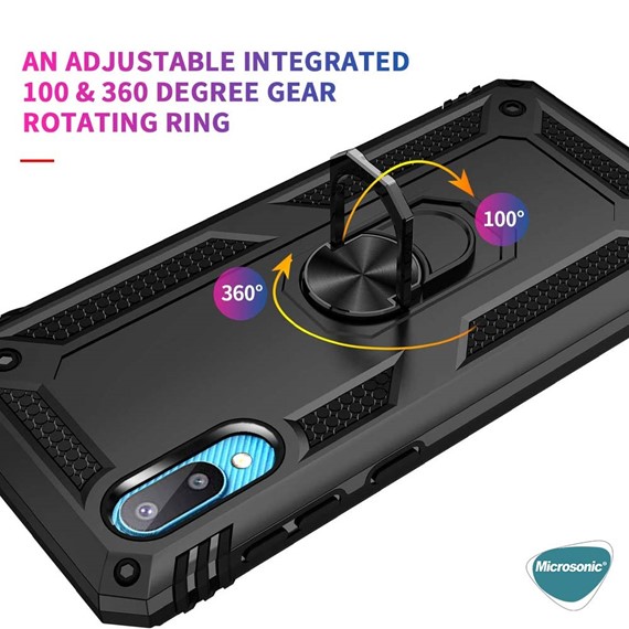 Microsonic Samsung Galaxy A02 Kılıf Military Ring Holder Rose Gold 3