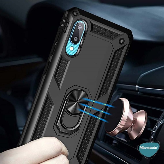 Microsonic Samsung Galaxy A02 Kılıf Military Ring Holder Rose Gold 4