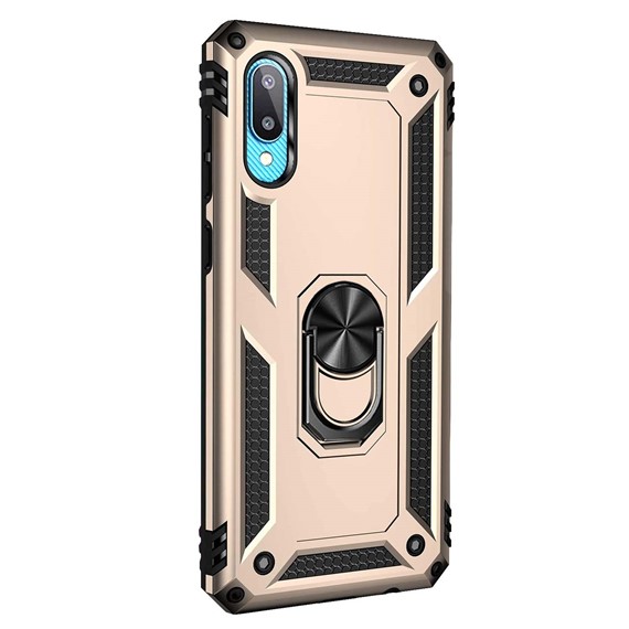 Microsonic Samsung Galaxy A02 Kılıf Military Ring Holder Gold 2