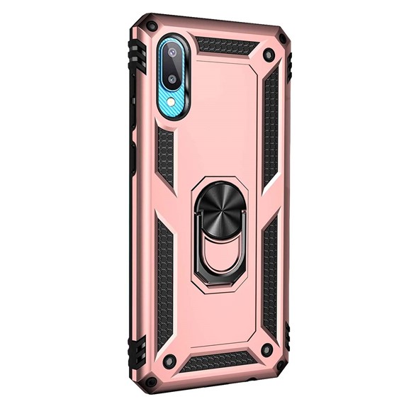 Microsonic Samsung Galaxy A02 Kılıf Military Ring Holder Rose Gold 2