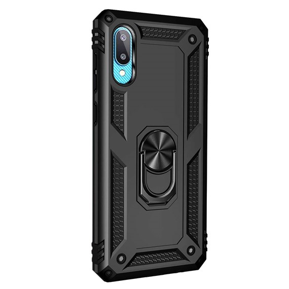Microsonic Samsung Galaxy A02 Kılıf Military Ring Holder Siyah 2
