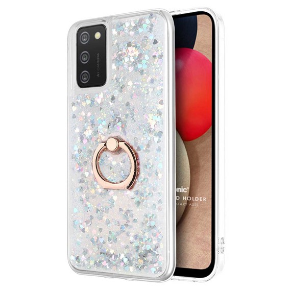 Microsonic Samsung Galaxy A02s Kılıf Glitter Liquid Holder Gümüş 1