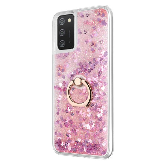 Microsonic Samsung Galaxy A02s Kılıf Glitter Liquid Holder Pembe 2