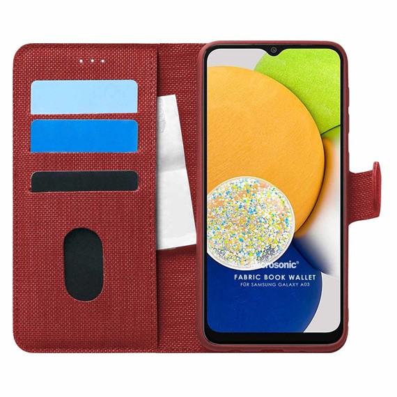 Microsonic Samsung Galaxy A03 Kılıf Fabric Book Wallet Kırmızı 1