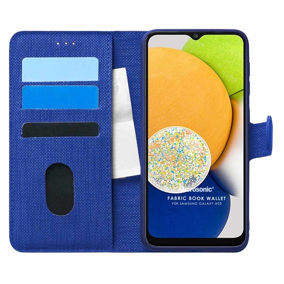 Microsonic Samsung Galaxy A03 Kılıf Fabric Book Wallet Lacivert 1