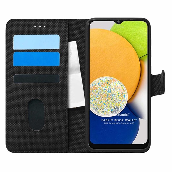 Microsonic Samsung Galaxy A03 Kılıf Fabric Book Wallet Siyah 1