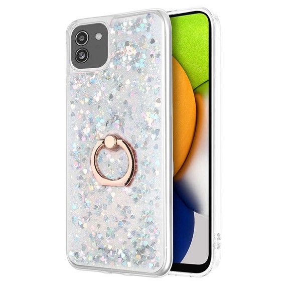 Microsonic Samsung Galaxy A03 Kılıf Glitter Liquid Holder Gümüş 1