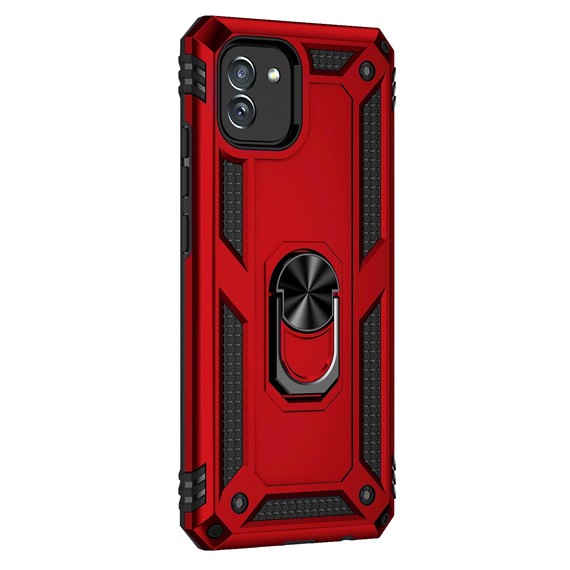 Microsonic Samsung Galaxy A03 Kılıf Military Ring Holder Kırmızı 2