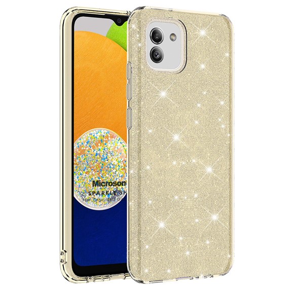 Microsonic Samsung Galaxy A03 Kılıf Sparkle Shiny Gold 1