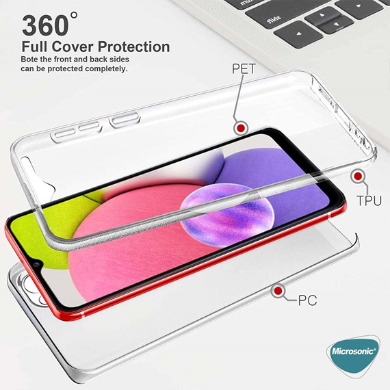 Microsonic Samsung Galaxy A04 Kılıf 6 Tarafı Tam Full Koruma 360 Clear Soft Şeffaf 3