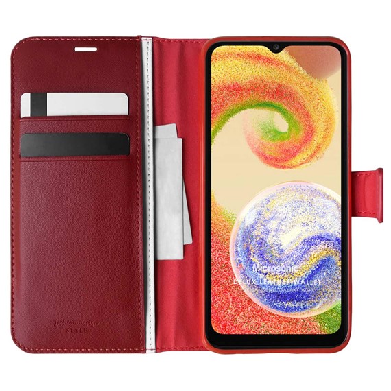 Microsonic Samsung Galaxy A04 Kılıf Delux Leather Wallet Kırmızı 1