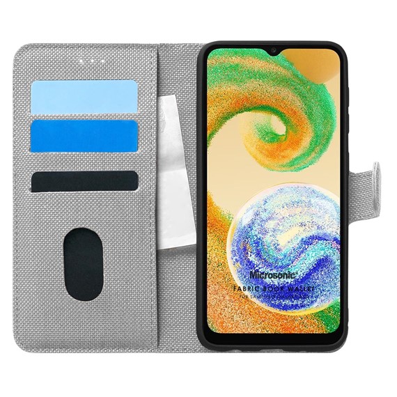 Microsonic Samsung Galaxy A04 Kılıf Fabric Book Wallet Gri 2