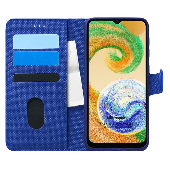 Microsonic Samsung Galaxy A04 Kılıf Fabric Book Wallet Lacivert 2