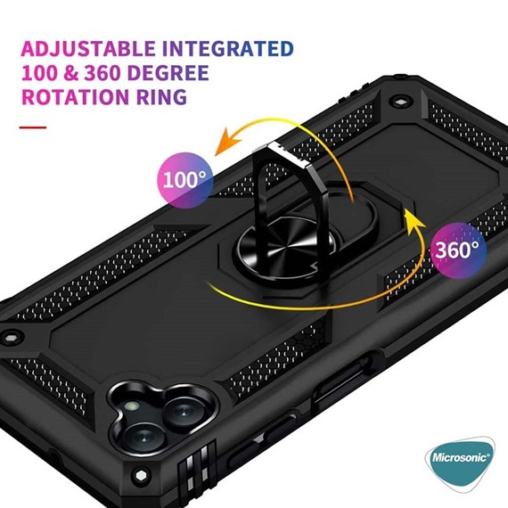 Microsonic Samsung Galaxy A04 Kılıf Military Ring Holder Kırmızı 6