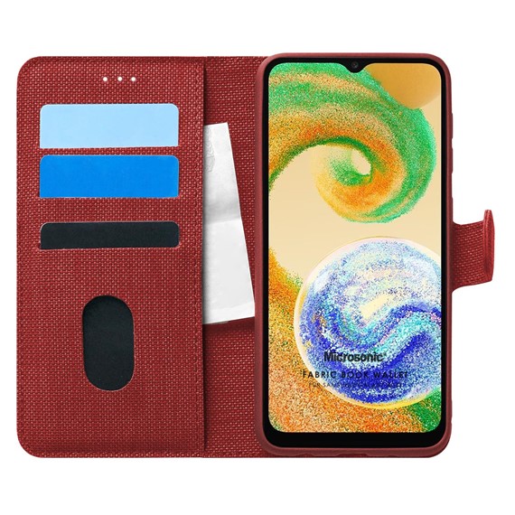 Microsonic Samsung Galaxy A04S Kılıf Fabric Book Wallet Kırmızı 2