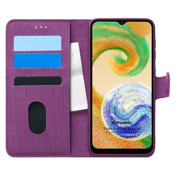 Microsonic Samsung Galaxy A04S Kılıf Fabric Book Wallet Mor 2