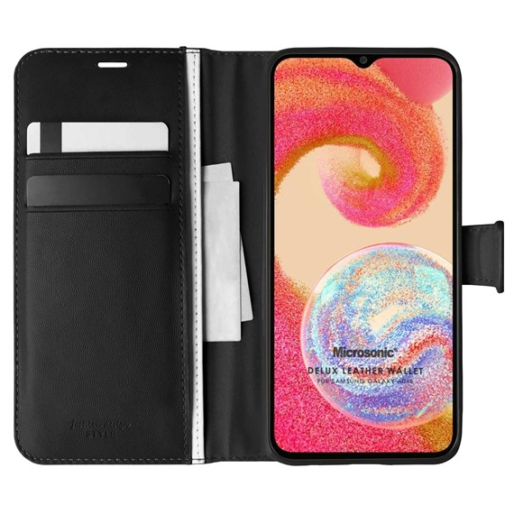 Microsonic Samsung Galaxy A04e Kılıf Delux Leather Wallet Siyah 1