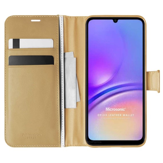 Microsonic Samsung Galaxy A05 Kılıf Delux Leather Wallet Gold 1