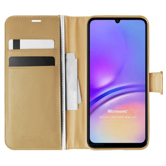 Microsonic Samsung Galaxy A06 Kılıf Delux Leather Wallet Gold 1