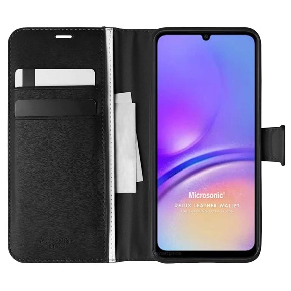 Microsonic Samsung Galaxy A05 Kılıf Delux Leather Wallet Siyah 1