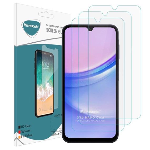 Microsonic Samsung Galaxy A05s Screen Protector Nano Glass Cam Ekran Koruyucu 3 lü Paket 2