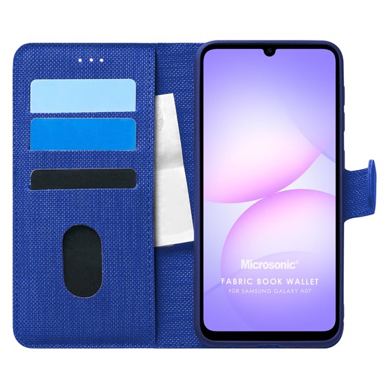 Microsonic Samsung Galaxy A07 Kılıf Fabric Book Wallet Lacivert 1