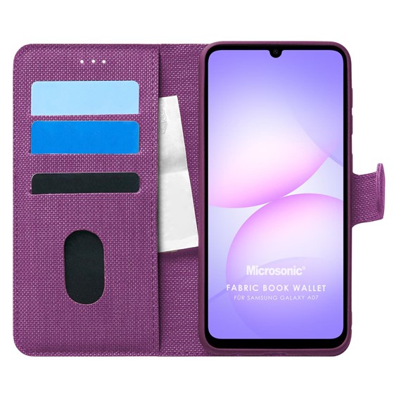 Microsonic Samsung Galaxy A07 Kılıf Fabric Book Wallet Mor 1