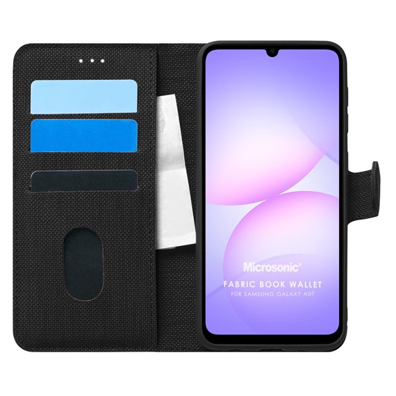 Microsonic Samsung Galaxy A07 Kılıf Fabric Book Wallet Siyah 1