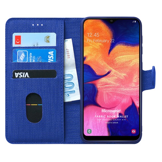 Microsonic Samsung Galaxy A10 Kılıf Fabric Book Wallet Lacivert 1