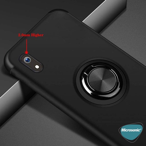 Microsonic Samsung Galaxy A10 Kılıf Kickstand Ring Holder Siyah 5