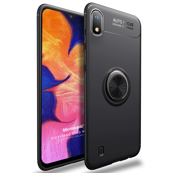 Microsonic Samsung Galaxy A10 Kılıf Kickstand Ring Holder Siyah 1