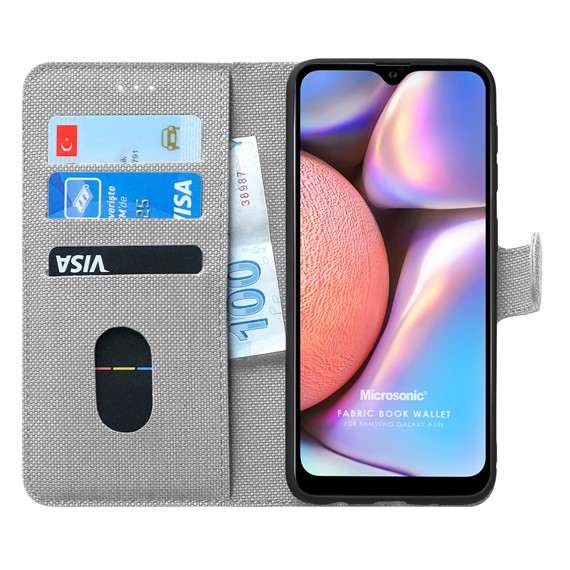 Microsonic Samsung Galaxy A10s Kılıf Fabric Book Wallet Gri 1