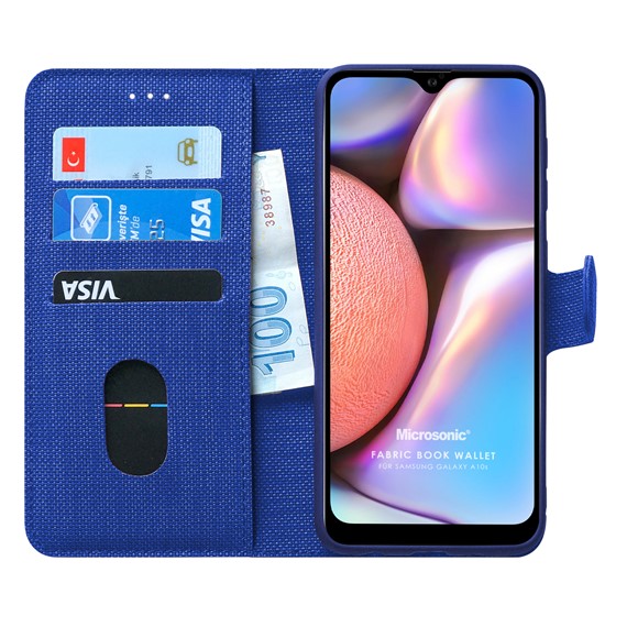 Microsonic Samsung Galaxy A10s Kılıf Fabric Book Wallet Lacivert 1