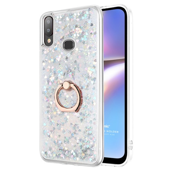 Microsonic Samsung Galaxy A10s Kılıf Glitter Liquid Holder Gümüş 1