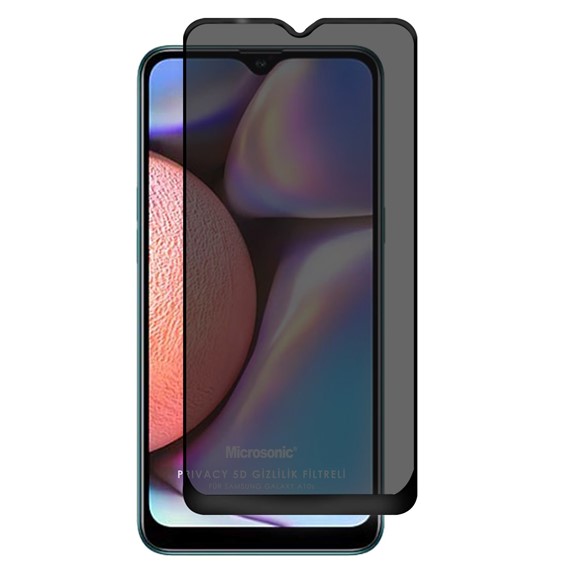 Microsonic Samsung Galaxy A10s Privacy 5D Gizlilik Filtreli Cam Ekran Koruyucu Siyah 1