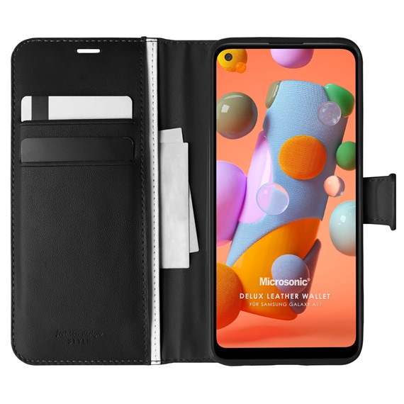 Microsonic Samsung Galaxy A11 Kılıf Delux Leather Wallet Siyah 1