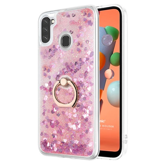 Microsonic Samsung Galaxy A11 Kılıf Glitter Liquid Holder Pembe 1