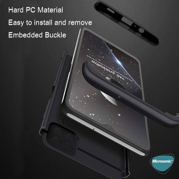 Microsonic Samsung Galaxy A12 Kılıf Double Dip 360 Protective Siyah Gri 3