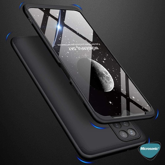 Microsonic Samsung Galaxy A12 Kılıf Double Dip 360 Protective Siyah Mavi 6