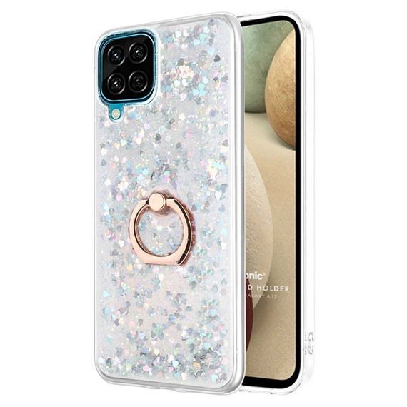 Microsonic Samsung Galaxy A12 Kılıf Glitter Liquid Holder Gümüş 1